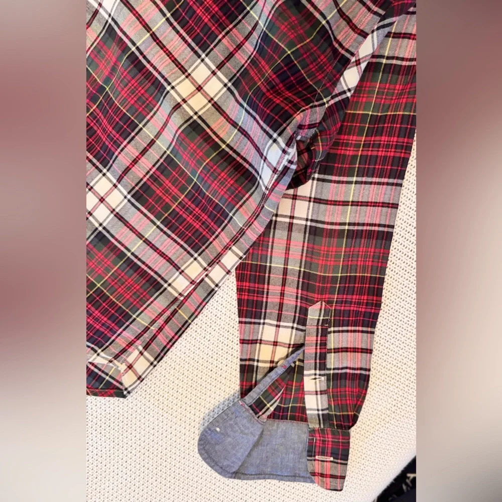 CREWCUTS J. Crew Boys Tartan Plaid Button Down Shirt Red White Black